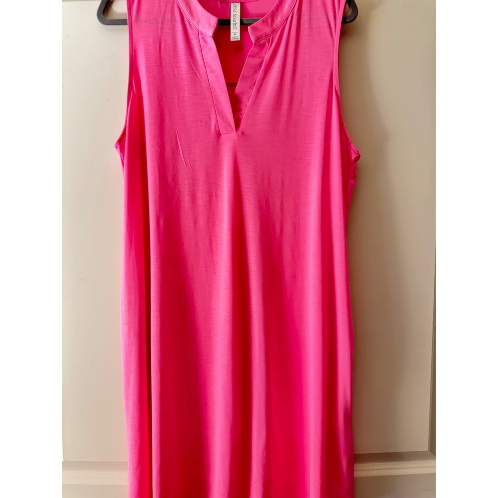 Dear Scarlett Hot Pink Sleeveless V Neck Midi Dress Women's XL